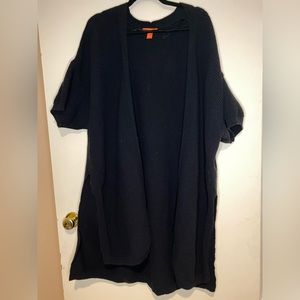 3X knit Short-sleeve Duster Sweater